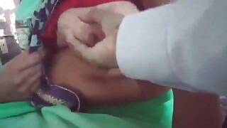 Indian auntie gets the brush bosom massaged erotically